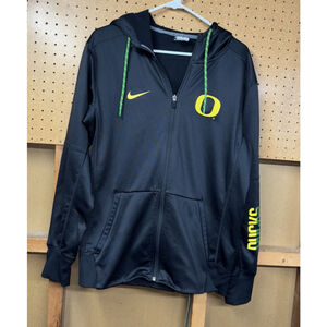 Oregon Ducks Hoodie Full Zip Black Nike Therma Fit Jacket Mens Medium